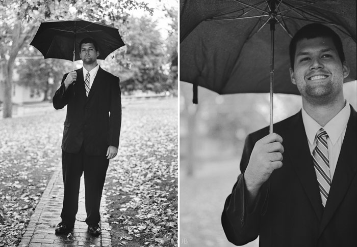 Kelley anniversary photoshoot on rainy autumn fall day with umbrella at Mary Baldwin College on the Terrace