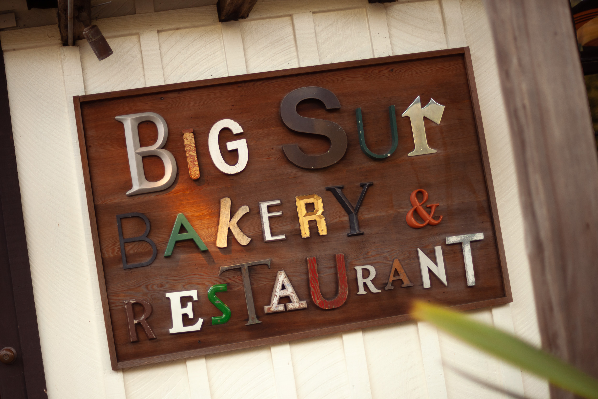 big sur bakery sign at wedding